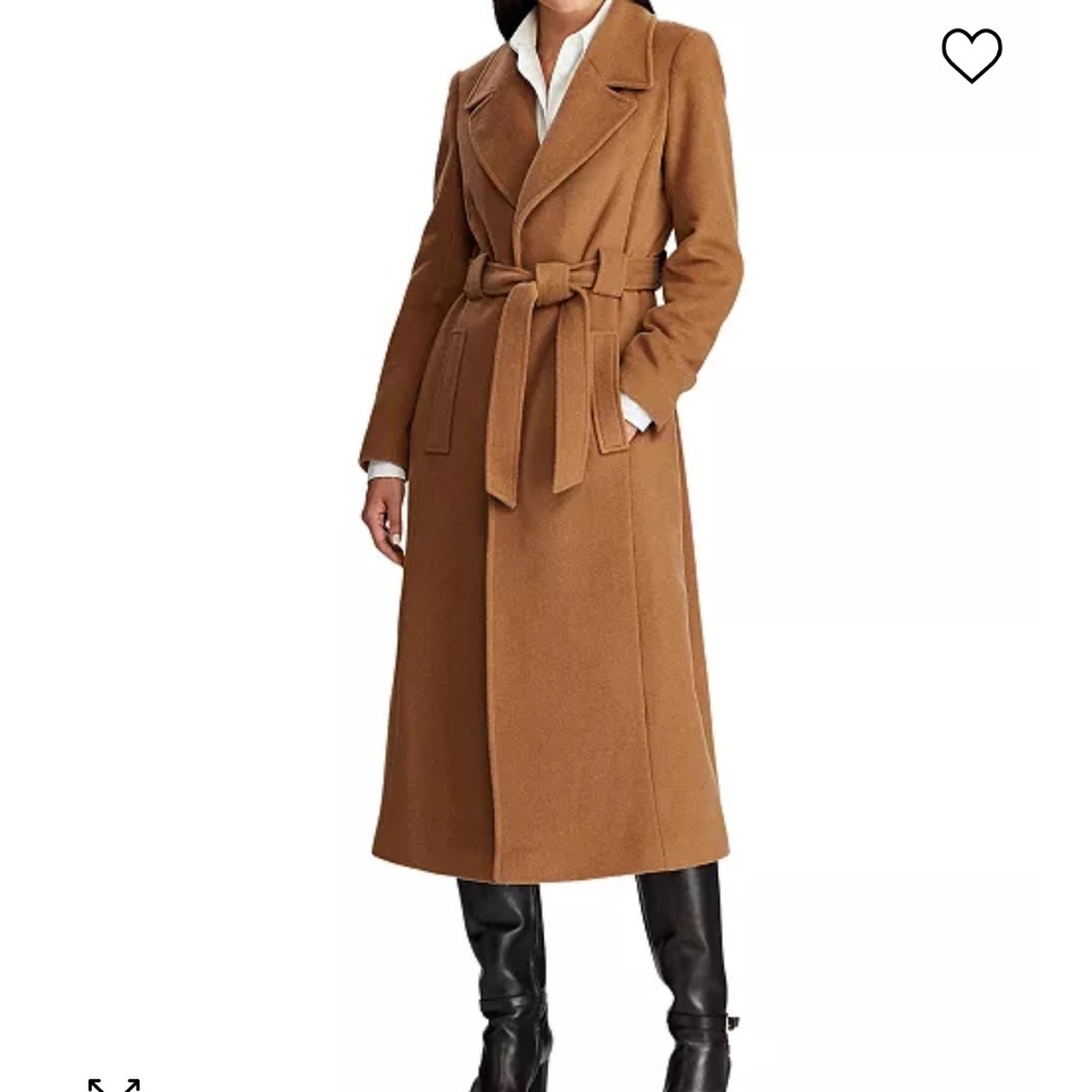 Gorgeous Lauren Ralph Lauren Light Brown Wool Belted Overcoat